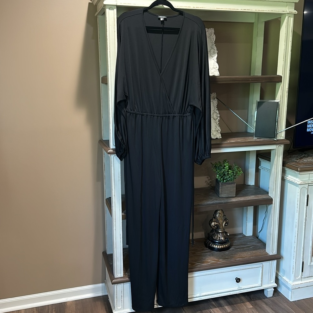 VENUS Volume Sleeve Detail Jumpsuit - Jet Black NEW - Picture 8 of 9